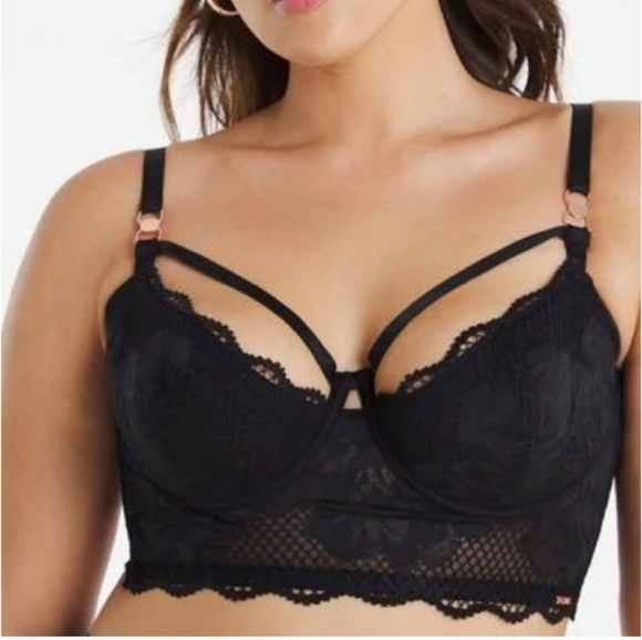 ❄️❄️ NWOT ASOS CURVE 48DDD Figleaves Curvy Black Amore Padded Midi Balcony Bra - Picture 2 of 7